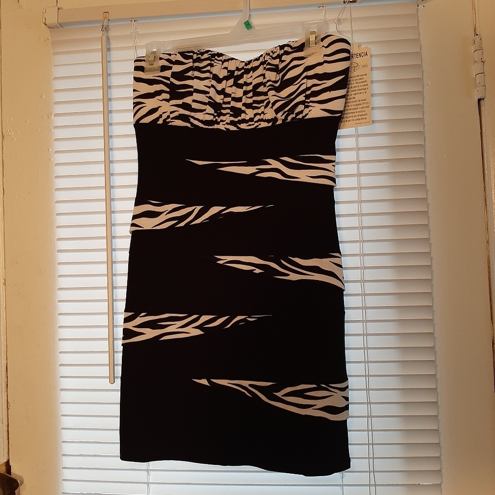 Strapless Zebra print dress